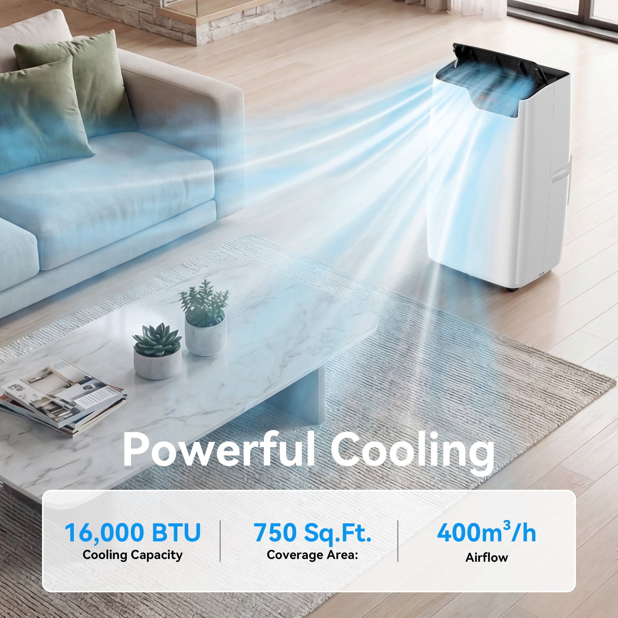 ELEKA 16000BTU Portable Air Conditioners with Remote Control,4-in-1 Standing Air Conditioner Up to 750 Sq.Ft. 24H Timer, Include Installation Kits