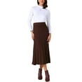 thumbnail image 2 of INSPIRE CHIC Women's Casual Vintage High Waist A Line Knit Midi Skirts L Brown, 2 of 5
