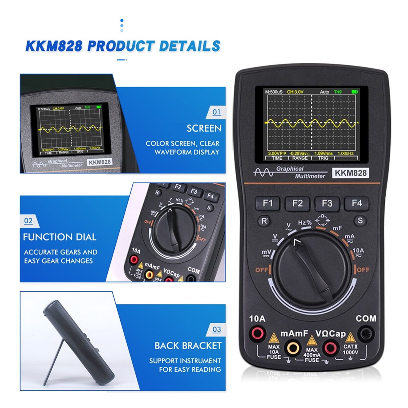 Intelligent Graphical Digital Oscilloscope Multimeter 2.4 Inches Color Screen 1MHz Bandwidth 2.5Msps Sampling Rate ,Professional Designed