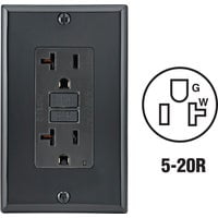 Leviton GFNT2-E 104-GFNT2-00E 20A BLK SLFT GFCI OUTLET, 20 Amp, Black