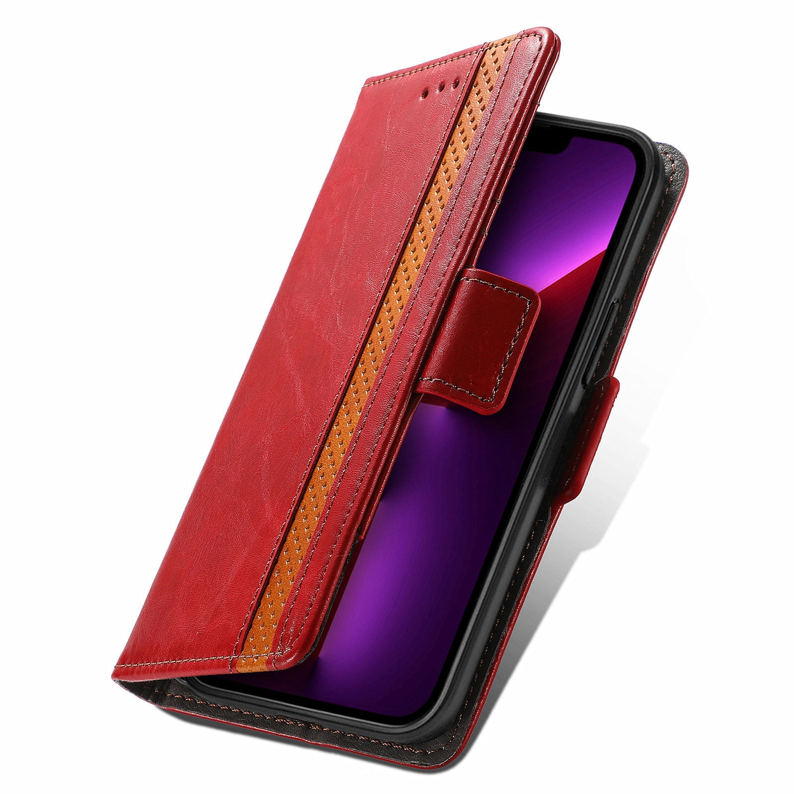 AMWEI Leather Folio Cover per Realme C30 4G, Custodia in Pelle PU Magnetica Libro Flip Portafoglio con [Funzione Stand]. Nero