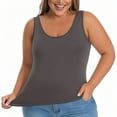 thumbnail image 2 of Yubnlvae Plus Size Cami with Built in Bra Womens Tank Tops Basic Camisole Vest Tank Tops with Built-In Shelf Bra Stretch Undershirtsclearance! Solid, Round Neck, Dark Gray, 3Xl, 2 of 9