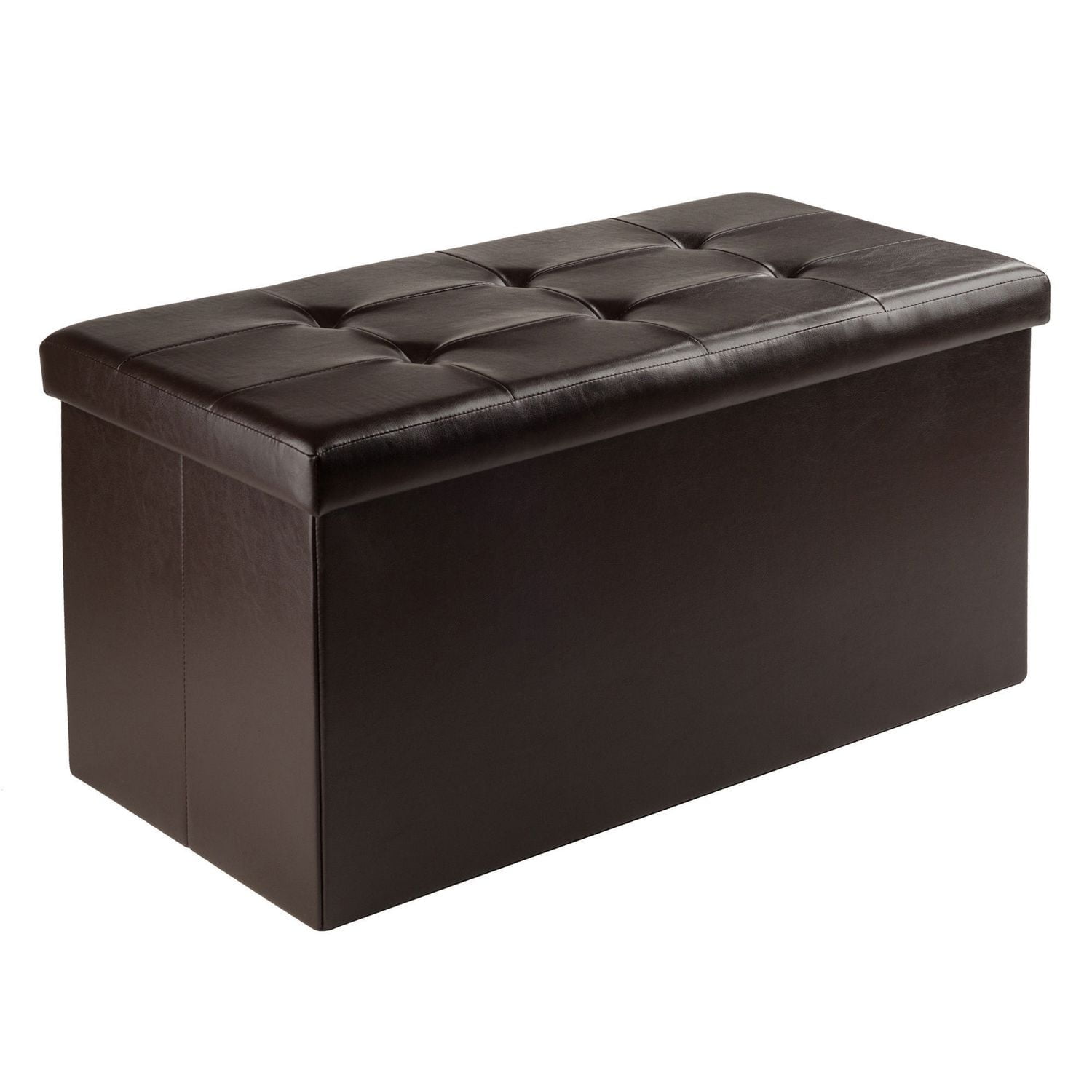 Pouf Ashford de Winsome en faux cuir avec espace de rangement