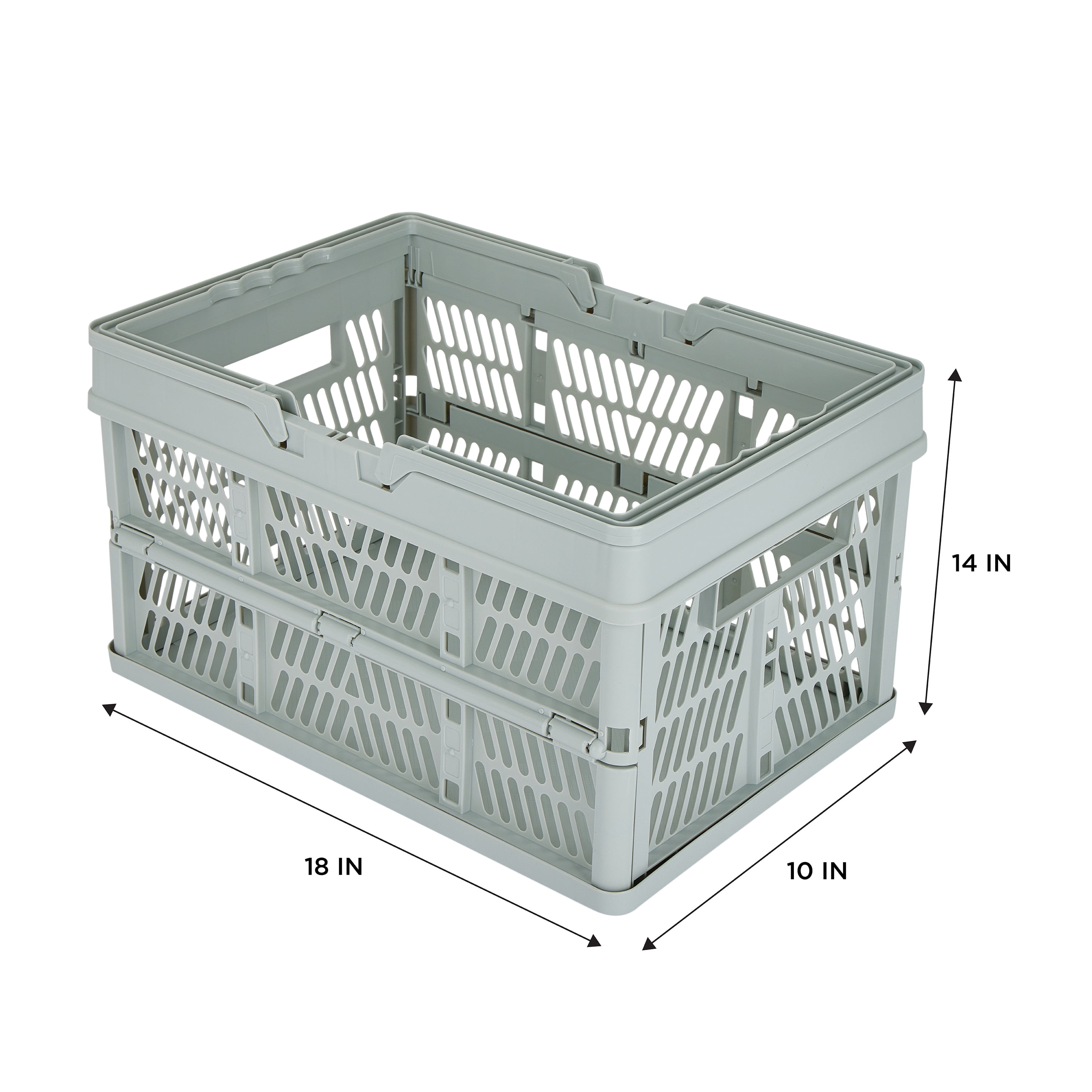 Simplify Collapsible Storage Crate with Carrying Handles in Grey