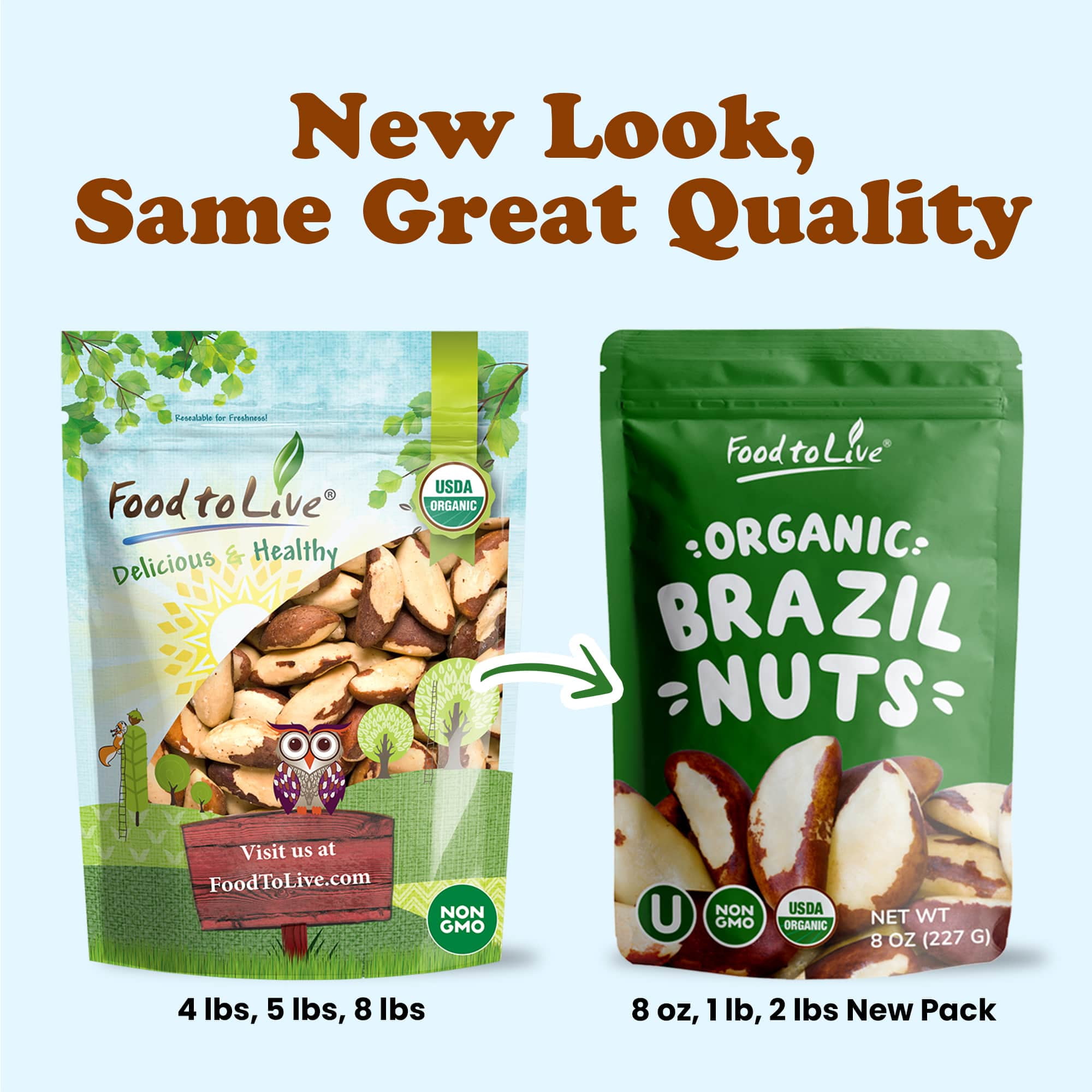 Food to Live, Organic Brazil Nuts, 2 Pounds, Raw 