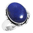 thumbnail image 1 of 925 Sterling Silver Ring For Women - Girls Blue Genuine Lapis Lazuli Gemstone Silver Ring September Birthstone Handmade Silver Ring Size 7.5 Thanksgiving Gift For Women 925 Silver Gemstone Jewelry, 1 of 6