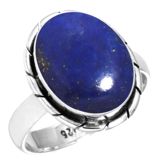 925 Sterling Silver Ring For Women - Girls Blue Genuine Lapis Lazuli Gemstone Silver Ring September Birthstone Handmade Silver Ring Size 7.5 Thanksgiving Gift For Women 925 Silver Gemstone Jewelry