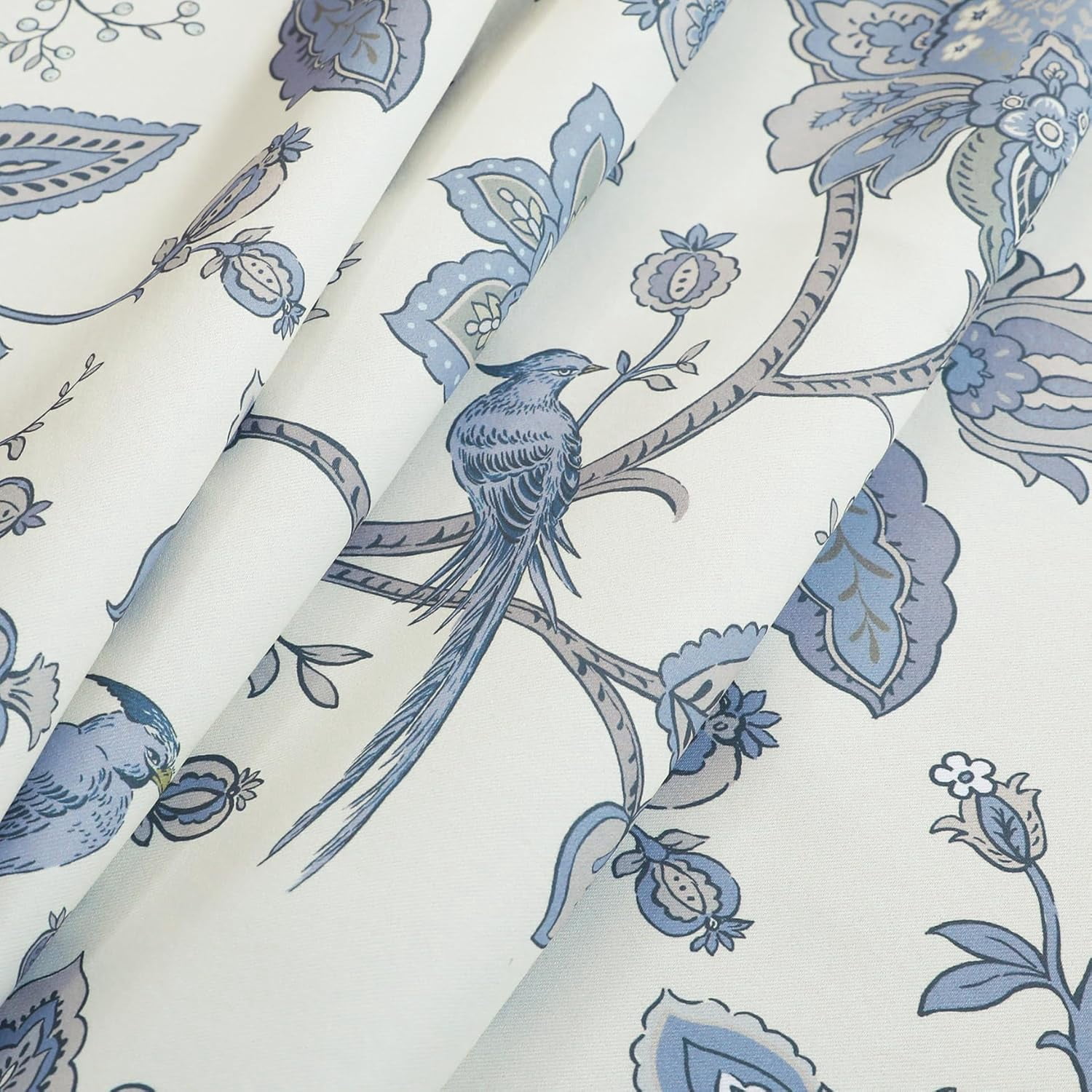 Room Darkening Light Blue Curtains 63 Inch Length for Bedroom Living Room,Vintage Floral Serena Curtain Drapes 63 Inches Long 2 Panels Set