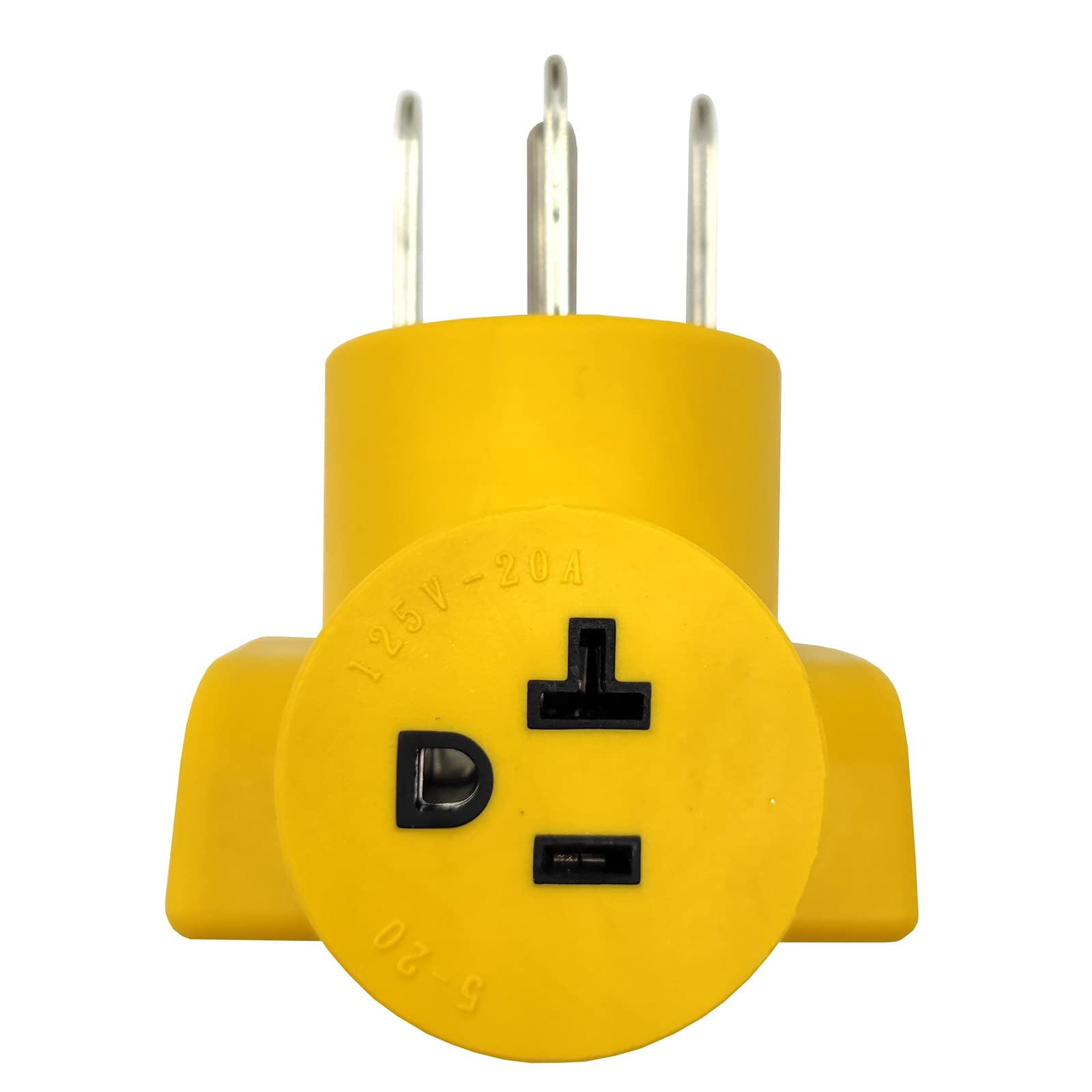 Parkworld 62817 NEMA 14-50P to 5-20R T-Blade 5-15R One Piece Compact Adapter RV to Generator 20A or Household Regular 15A Outlet