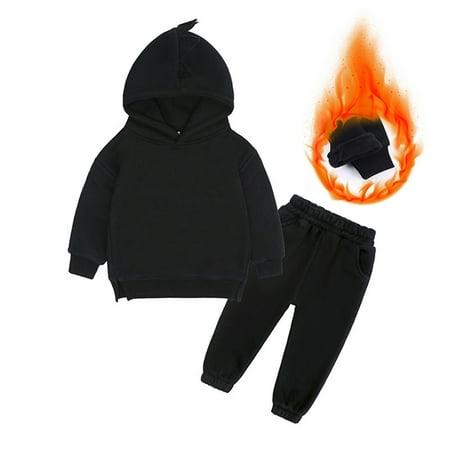 

THE WILD Casual Pretty Children s Baby Fleece Hooded Sweater Casual Suit Two-piece Set