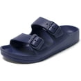 thumbnail image 2 of XDovet Women's Lightweight Comfortable Soft Slippers EVA Adjustable Two Buckle Flat Sandals, Rubber Waterproof Plastic Two Strap Footbed Foam Slip-on Sandals, 2 of 7