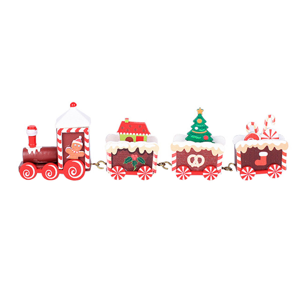Small Christmas Train Ornaments Wooden Christmas Party Kindergarten