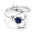 thumbnail image 2 of Gem Stone King 0.60 Ct Round Blue Sapphire 925 Sterling Silver Heart Key Ring (Size 6), 2 of 4