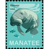 Save Manatees USPS Forever Postage Stamp 5 Books of 20 US First Class Celebrate Ocean Water Animal Announcement Wedding Holiday (100 Stamps)