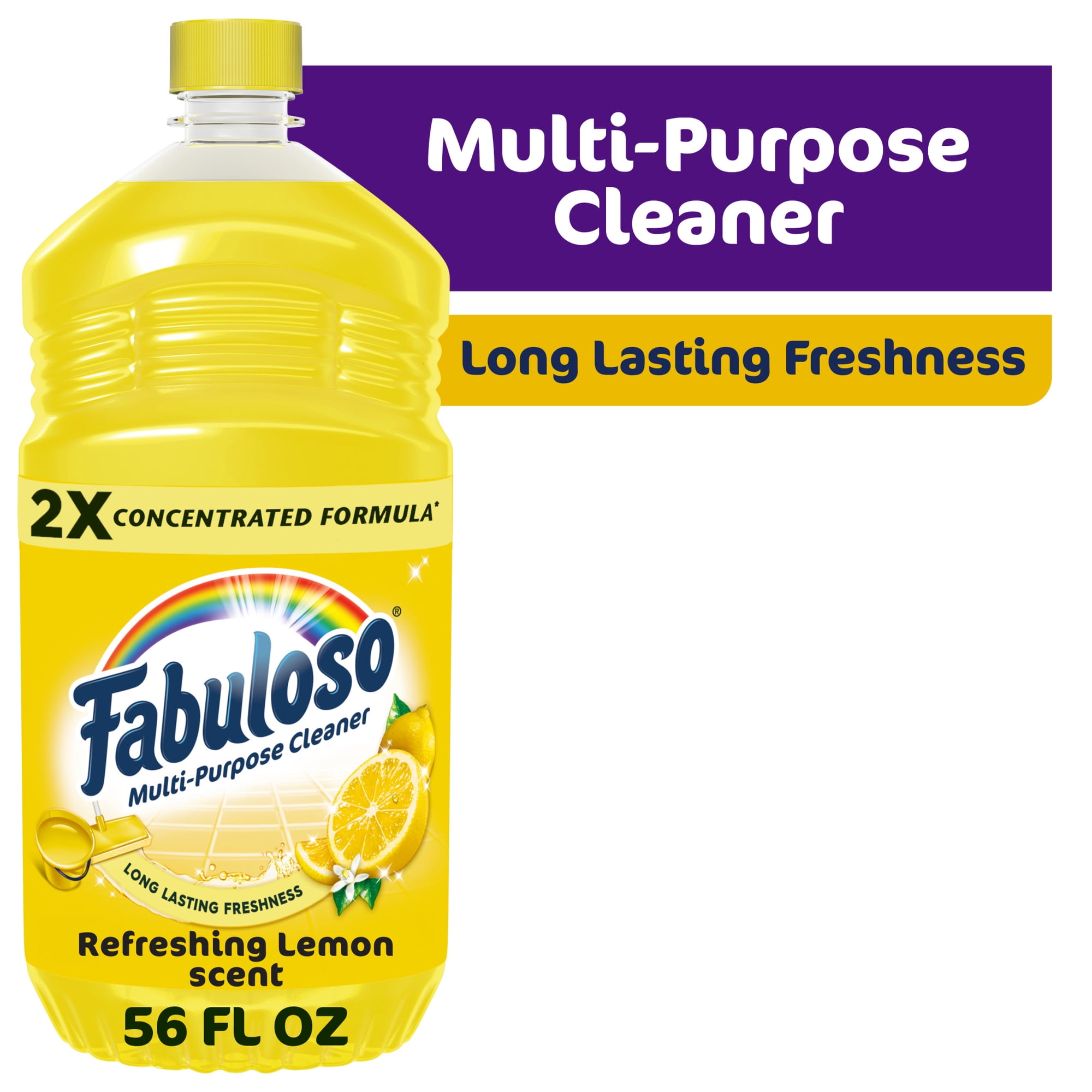 Fabuloso 2X Multi-Purpose Cleaner, No Rinse Floor Cleaner, Refreshing Lemon Scent, 56 fl oz