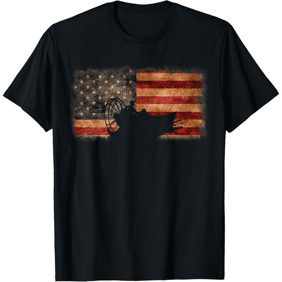 Men's American Flag Airboat Racing America Gift Idea T-Shirt