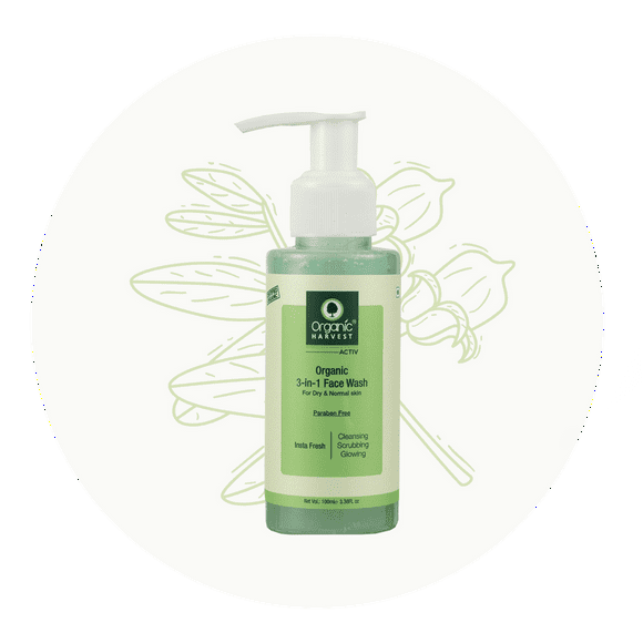 Organic Harvest 3-in-1 Face Wash for Dry Skin, 100ML