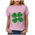 thumbnail image 6 of vigerkar St Patricks Day Short Sleeve Shirt for Women Shamrock St Paddys Day T-Shirt Lucky Clover Tee Top (Pink, L), 6 of 8