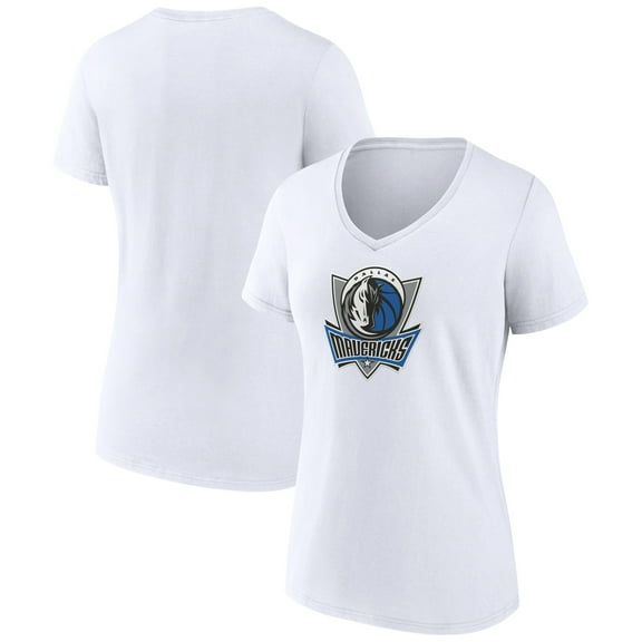Women's White Dallas Mavericks Alternate Logo V-Neck T-Shirt