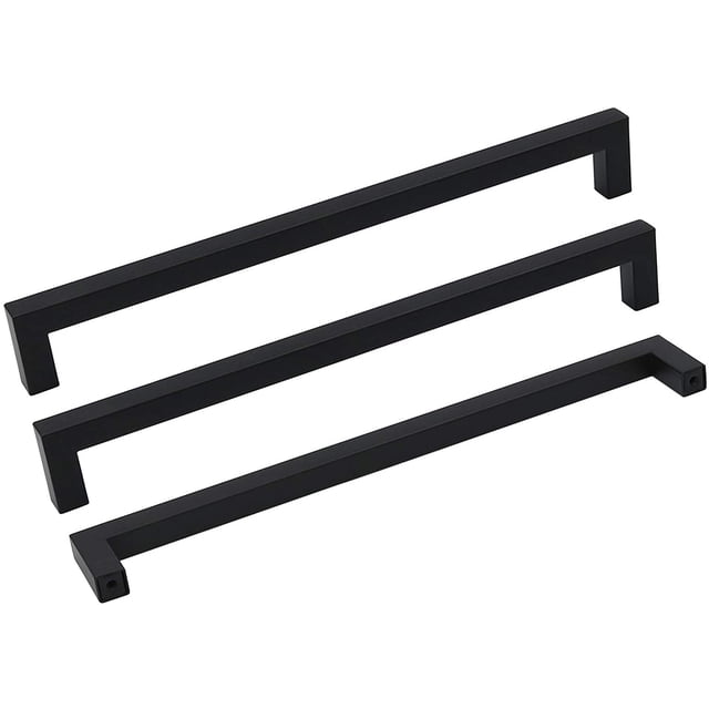 GHSDFBB Square Cabinet Pulls Black Drawer Handles 5Pack Kitchen Drawer Pulls Black Cabinet Handles Bathroom Cabinet Hardware,Center to Center 10in(256mm)