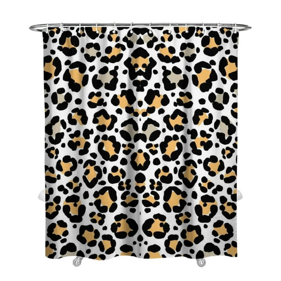 Waterproof Leopard Shower Curtain, Fashion Animal Pattern with Glitter Texture, Cheetah Print Bathroom Curtain, Machine Washable, Classic Vintage Cute Decor with Polka Dots