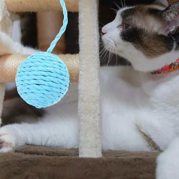 OUNONA Interactive Cat Toys Sisal Rope Cat Balls With Bells For Cat Scratching Post Kitten Play Balls Fun Pet Accessories For Indoor Cats