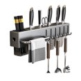 thumbnail image 2 of Hariumiu Wall-Mounted Cutter Storage Rack Carbon Steel Cutter Holder Organizer with Chopstick Spoon Fork Holder Load Capacity Utensil Organizer, 2 of 8