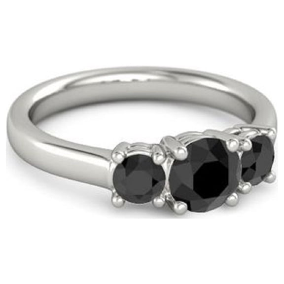 Three Stone Black Spinel 0.60 Ctw 925 Sterling Silver Women Love Christmas Ring (Sterling Silver, 8.5)