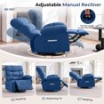 thumbnail image 4 of JMYMRY 360°Swivel Rocker Recliner Chair with Side Pockets, Adjustable Lounge Chair with Elegant Design for Living Room, Bedroom, Blue, 4 of 7