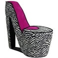 thumbnail image 3 of ORE International 32.86" High Heel Wood Storage Accent Chair in Pink/Zebra, 3 of 3
