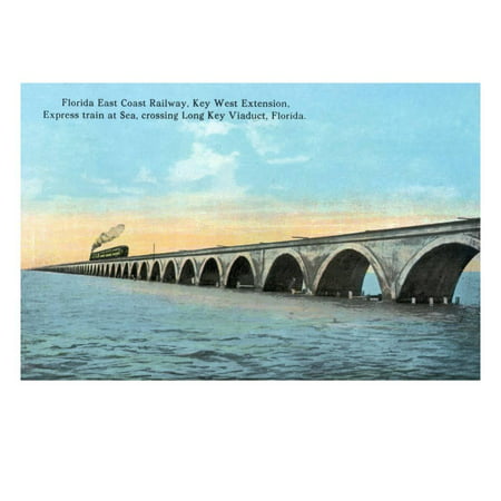 Florida - View of the Key West Extention of the FL East Coast Railroad Print Wall Art By Lantern