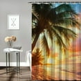 thumbnail image 2 of Patifu Sunset Tropical Beach Palm Trees Shower Curtain Set with Hooks 69"x72, 2 of 7