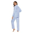 thumbnail image 5 of Apparonia Women's Pajama Sets 100% Cotton Flannel Ladies PJs Button Front Top Drawstring Bottoms Blue Daisy L, 5 of 7