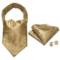 thumbnail image 4 of Conjunto de Ascot Barry.Wang Oro Seda Corbata y Pañuelo de Bolsillo, 4 of 6