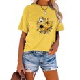 thumbnail image 3 of Anbech Sunflower T-Shirt for Women Graphic Butterfly Printed Short Sleeve Tee Tops with Crew Neck, 3 of 4