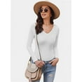 thumbnail image 3 of Womens V Neck Long Sleeve T Shirt Fitted Top for Women Low Cut Tight Shirts Going Out Casual Basic Fall Clothes, 3 of 6