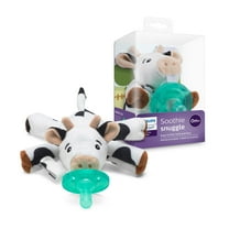 Philips Avent Soothie snuggle - Newborn Baby Pacifier with Soft Cow Plush Toy, BPA-Free, 0 Months   (Model SCF347/05)