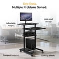 thumbnail image 6 of Mount-It! Height Adjustable Rolling Stand Up Desk, Mobile Computer Desk, Black, 6 of 10