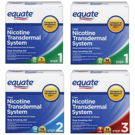 Equate Transdermal System Nicotine Stop Smoking Aid Patches, Choose Your Step Value