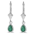 thumbnail image 2 of Emerald Dangling Drop Lever-Back Earrings 14K White Gold (0.80ct), 2 of 2