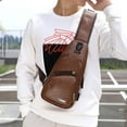 thumbnail image 3 of TNDBKQWR One Strap Backpack Mens Crossbody Shoulder Bag Leather Chest Bag Sling Backpack Gifts Under 20 for Outdoors Hiking Travel Daily, Brown, 3 of 9