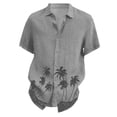 thumbnail image 3 of Huresd Mens Short Sleeve Button Down Shirts Palm Tree Hawaiian Shirts Lighweight Turndown Collar Tropical Beach Shirts for Men Gray L, 3 of 4