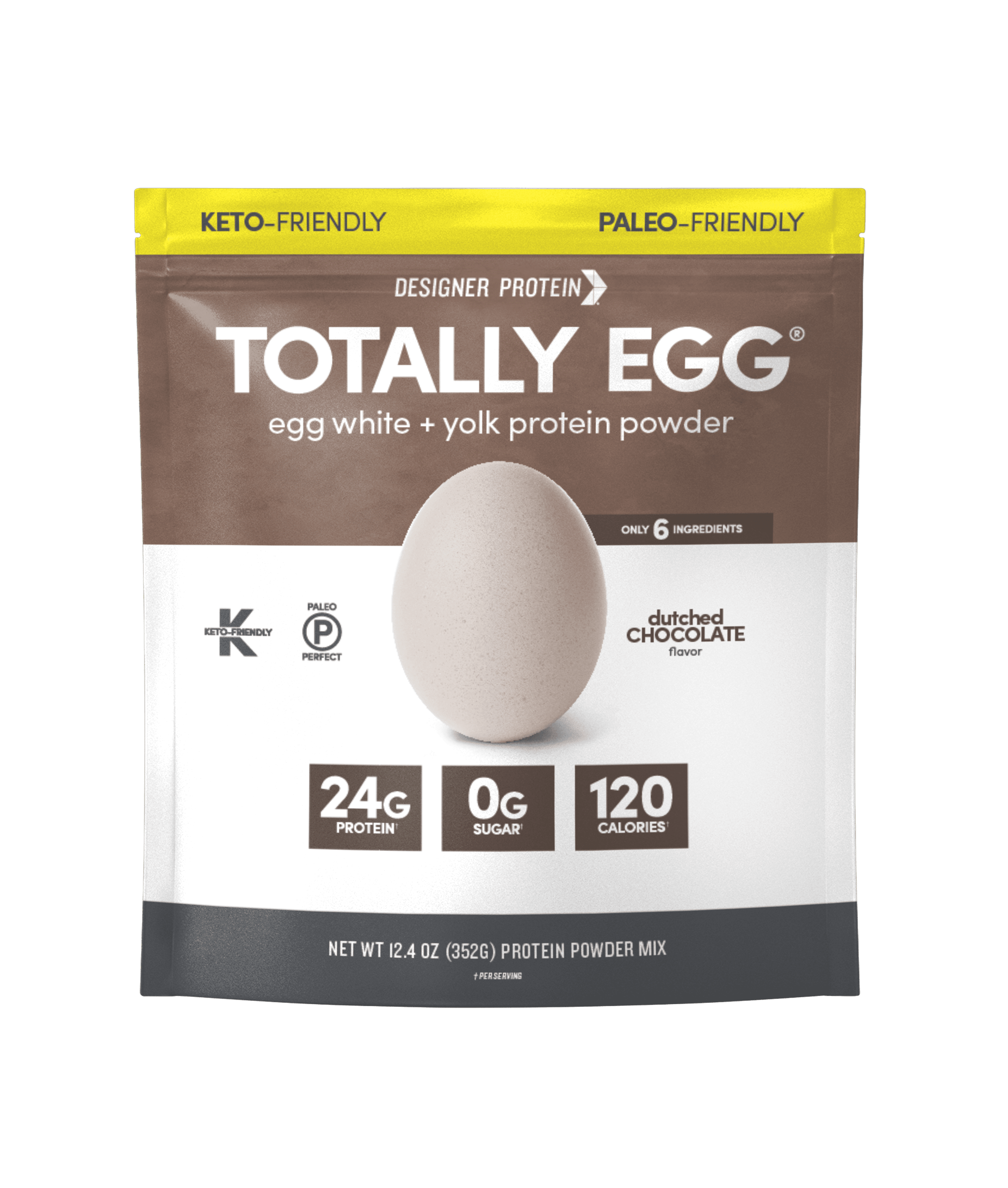Designer Protein Totally Egg Protein Powder, Dutch Chocolate, 24g