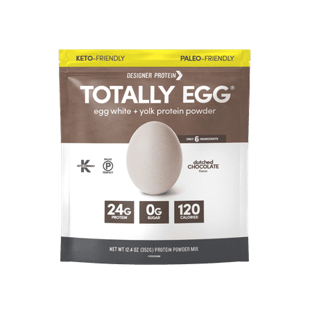 Designer Protein Egg Paleo and Keto Friendly Egg White & Yolk Protein Powder - Dutch Chocolate - 12.4oz