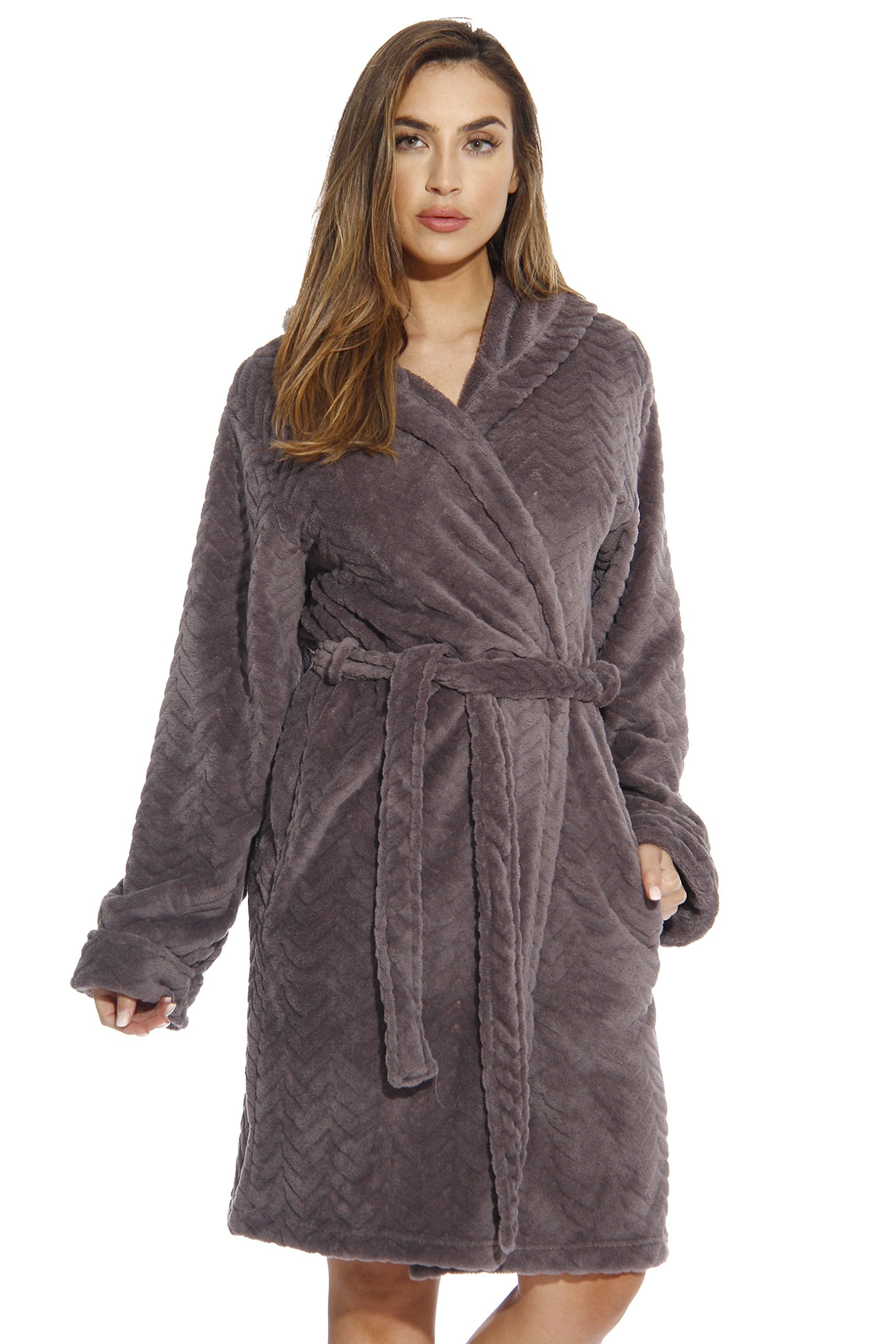 Just Love 6341-Navy-L Kimono Robe/Hooded Bath Robes for Women (Charcoal ...