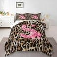 thumbnail image 3 of Homewish Cheetah Print Letter Queen Comforter Set, Pink Bowknot Monogrammed S Bedding Sets, Modern Fashion Style Reversible Bedding Comforter Set, Luxury Bedroom Decor, 3pcs, 3 of 8