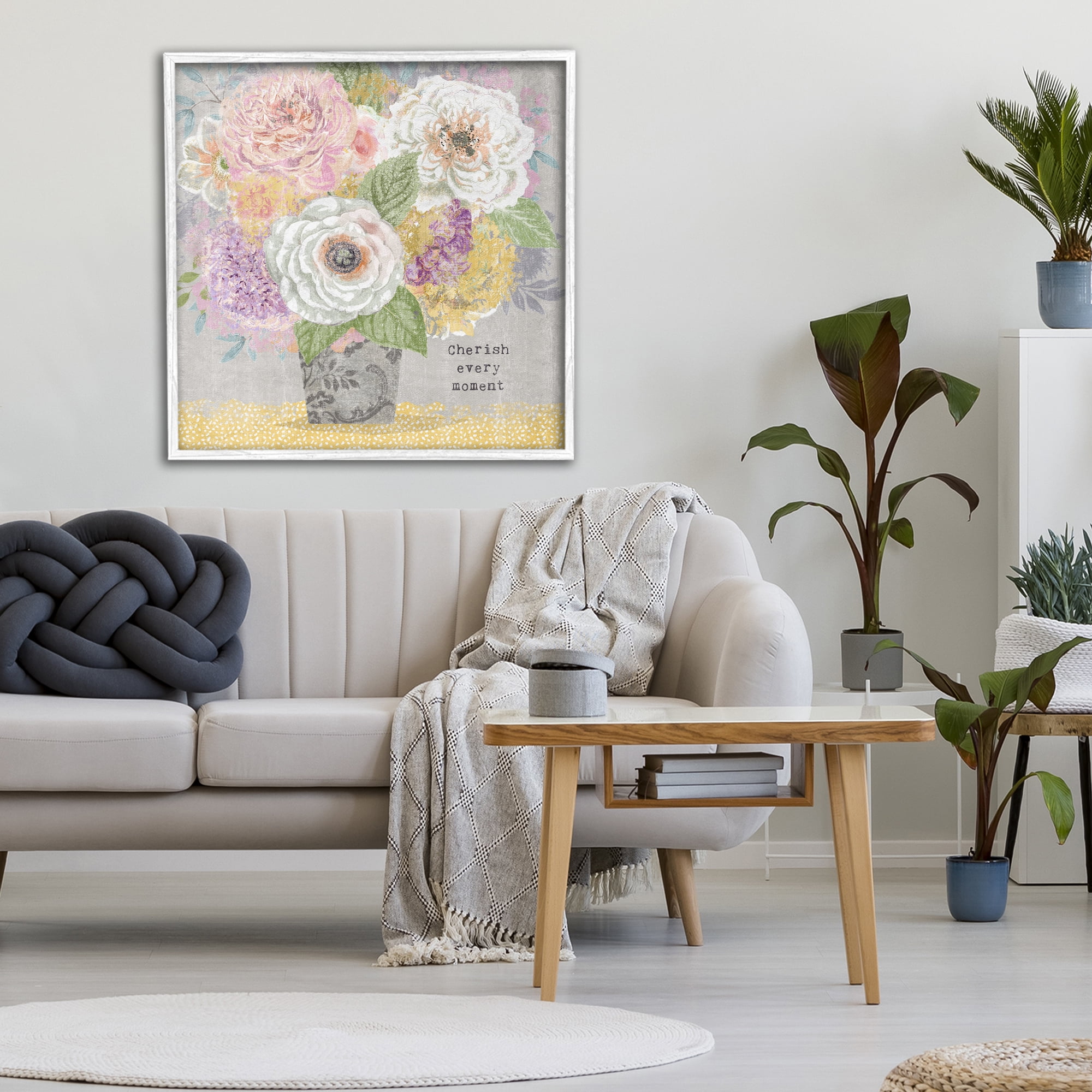 Stupell Industries Cherish Every Moment Inspiration White Framed Giclee Art, design by Suzanne Nicoll