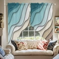 thumbnail image 2 of Swag Curtains Valances for Windows, Teal Brown Beach Coastal Short Kitchen Window Curtains Over Sink, Abstract Geometric Ocean Waves Cafe Curtains Panel Set Of 2,Rod Pocket, 36 Inches Length, 2 of 8