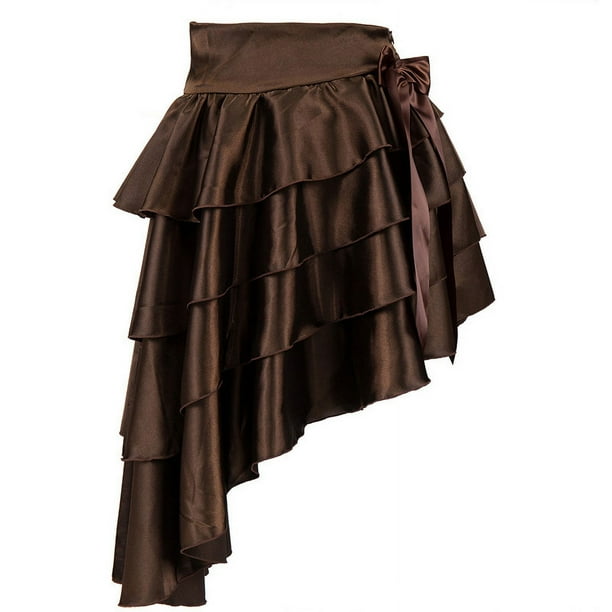 Joygoodta Falda Vikinga, Falda Vikinga Halloween Medieval PU Borla de Cuero Mujer con Cinturón Ajustable Gótico Retro Romano Delantal Disfraz, Marrón
