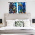 thumbnail image 4 of Blue Sea Turtle Ocean Kitchen Curtains Short 45 Inch Length, Colorful Coral Sea Underwater Grommet Top Bedroom Living Room Curtains, Light Filtering Cafe Curtain Drapes 2 Panels Set 84''x45'', 4 of 9